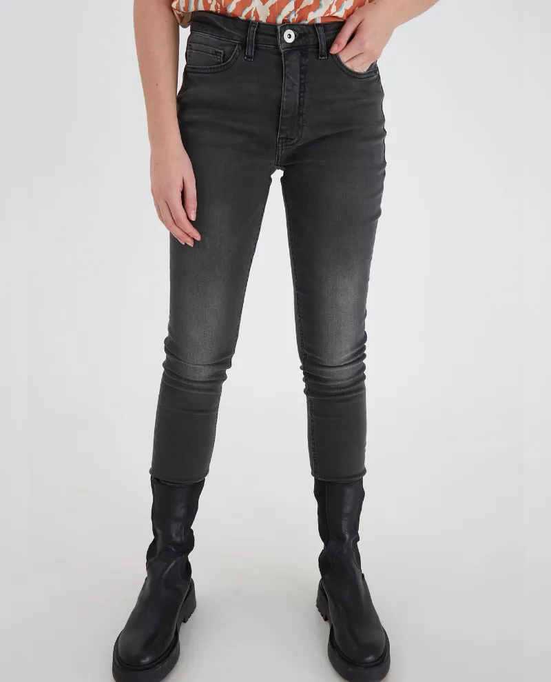 Yaya Grey High Waist Skinny Jeans